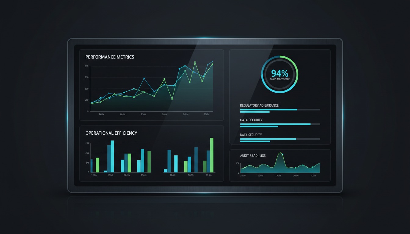 Dark dashboard with charts tracking founder progress