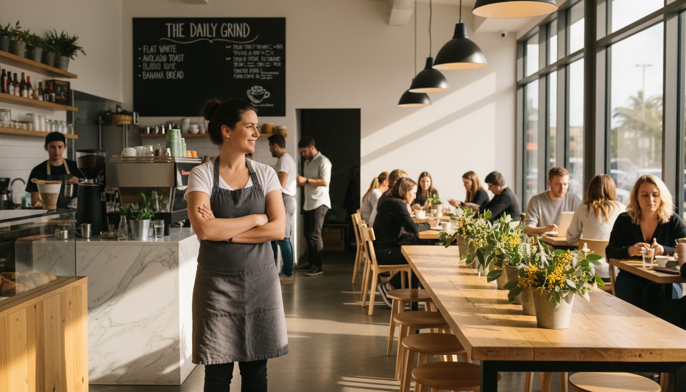 Founder in a cafe preparing for service